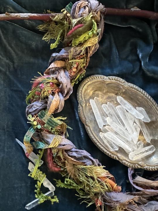 A little handfasting cord/witch's ladder I made in today's Flowdreaming Future You Workshop