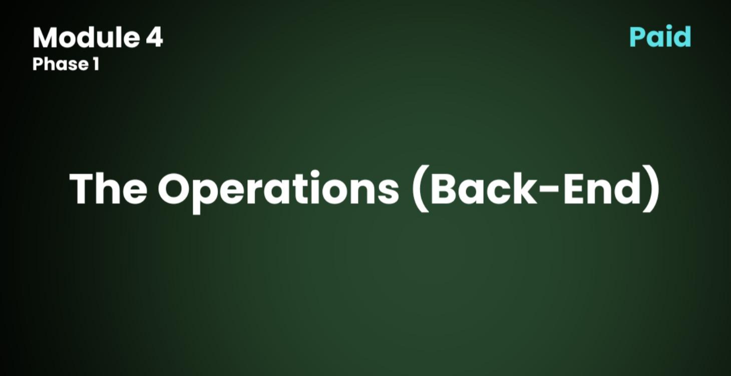 4.0 The Operations (Back-End)