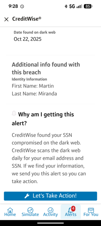 Fraud alert on profile?
