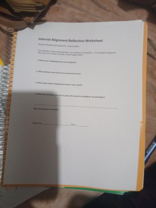 Internal  Alignment  Reflection Worksheet 