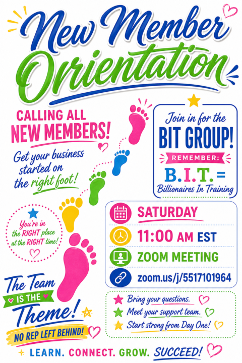 New member Orientation this morning at 11am est