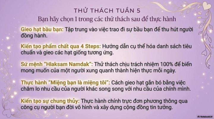 Sweetlove - Gieo hạt Tuần 5 ngày 1 - 9/7/2026 