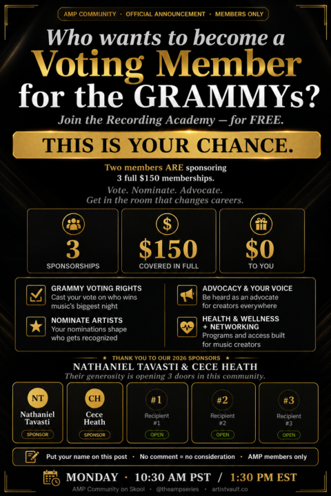 🏆 GRAMMY VOTING MEMBERSHIP - 3 SPONSORSHIPS AVAILABLE