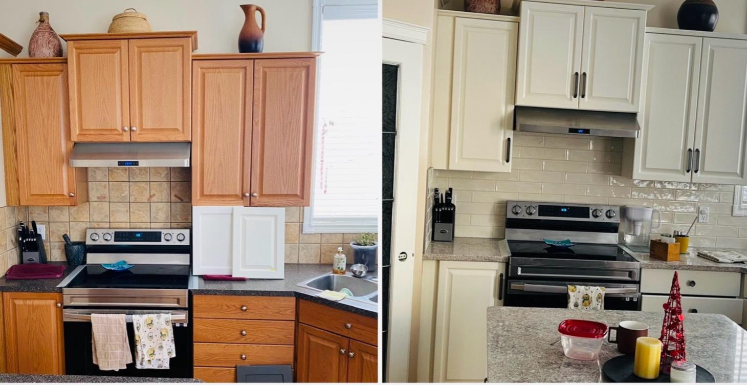 Spraying Kitchen Cabinets