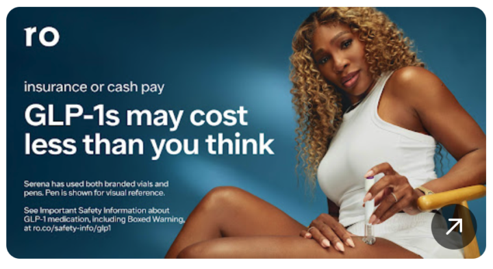 "Join Serena on Rue. Insurance or cash pay — GLP-1s may cost less than you think."
