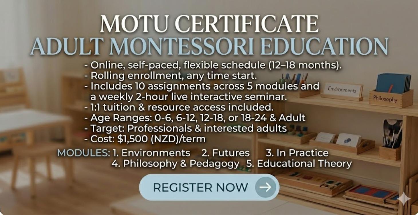 Motu certificate adult Montessori education