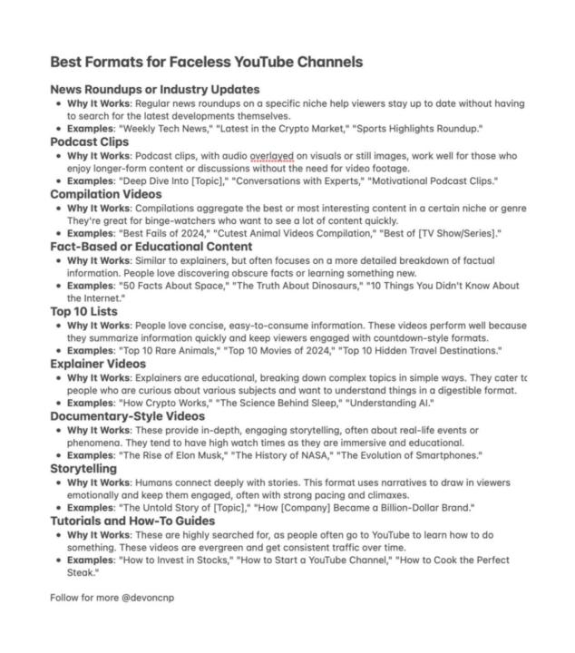 Best format for YouTube automation channels