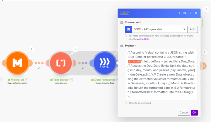 Text parser correctly mapped to the JavaScript module