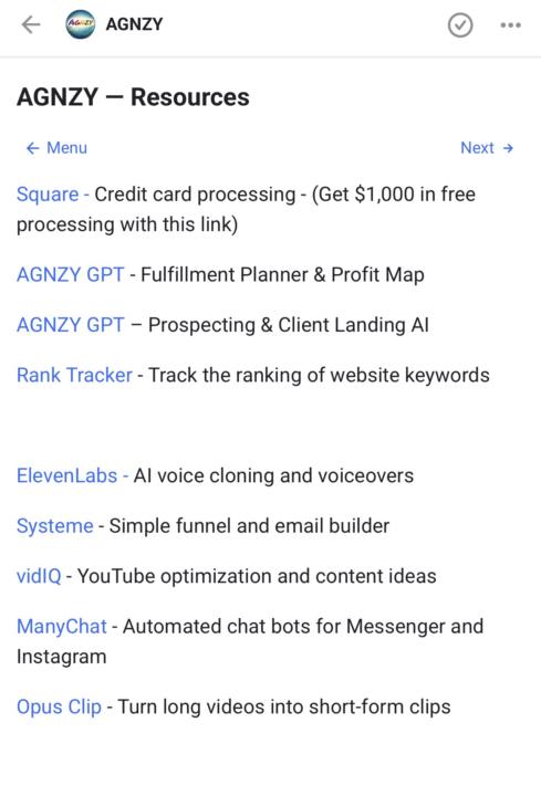 AGNZY Resources area