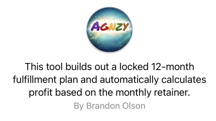 AGNZY GPT - Fulfillment Planner & Profit Map