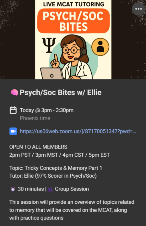 Live Psych/Soc MCAT session today!