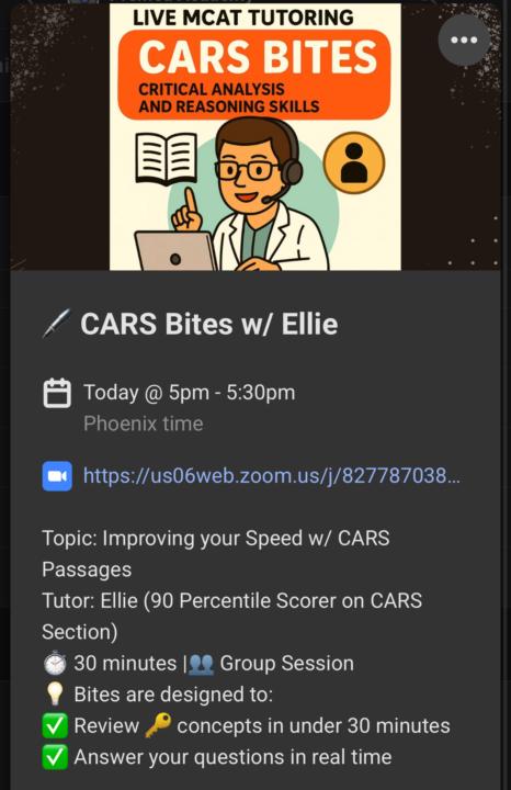 Live CARS session tonight! Join live
