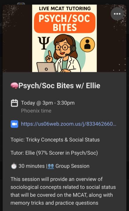 Live session psych/soc today! 