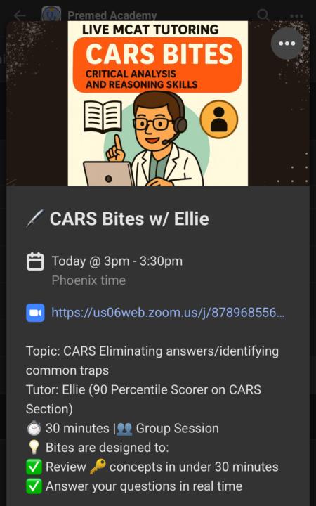 Live CARS session today! 