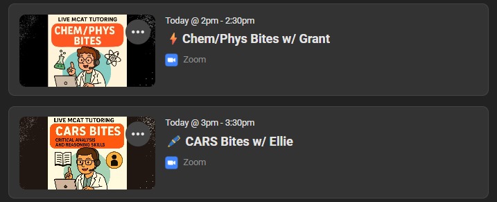 TWO LIVE MCAT SESSIONS TODAY!