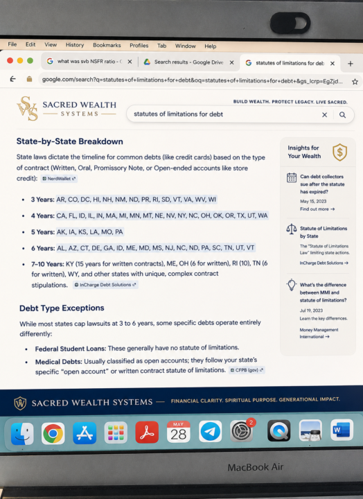 Statute of limitations via CC DEBT per state