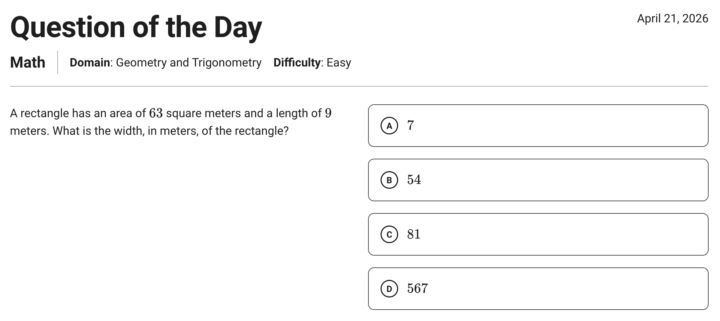 College Board QOTD: Geometry & Trig - Easy