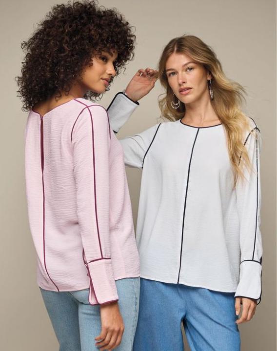 Contrast-Trim Blouse for $30.00!