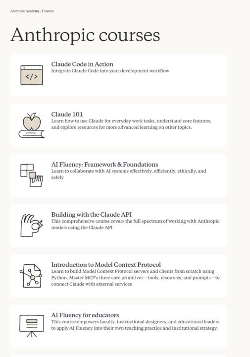 Anthropic courses