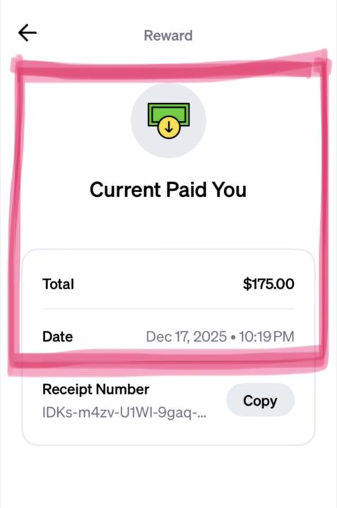 🎉 Current paid me $175