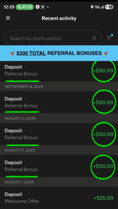 $200 total (so far) in SoFi Invest referral bonuses 🔥🚀