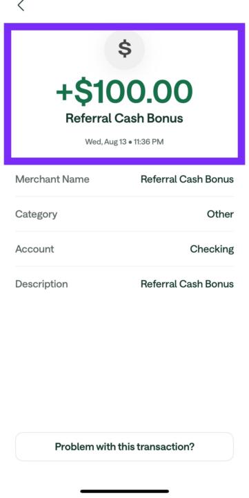 Received $100 Bonus