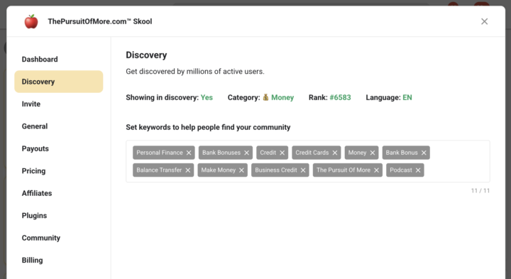 Skool Discovery Data — ThePursuitOfMore.com™ Skool