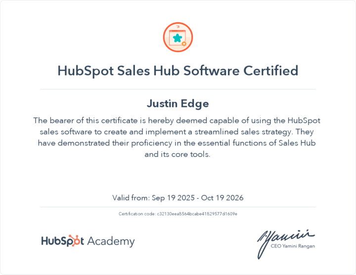 HubSpot Sales Hub Software Certification