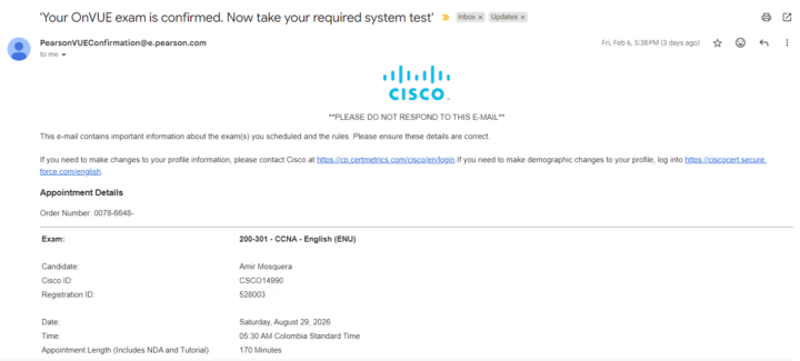 Examen programado... agosto 2026