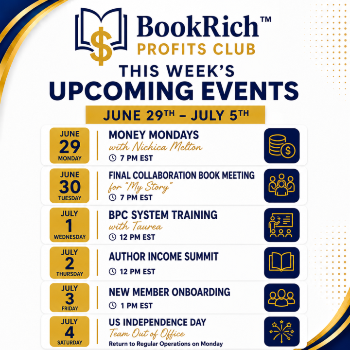 📅 This Week at BookRich Profits Club | June 29 – July 5