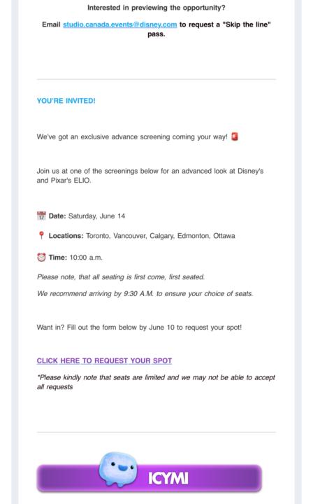 Exclusive Disney Screening Opp