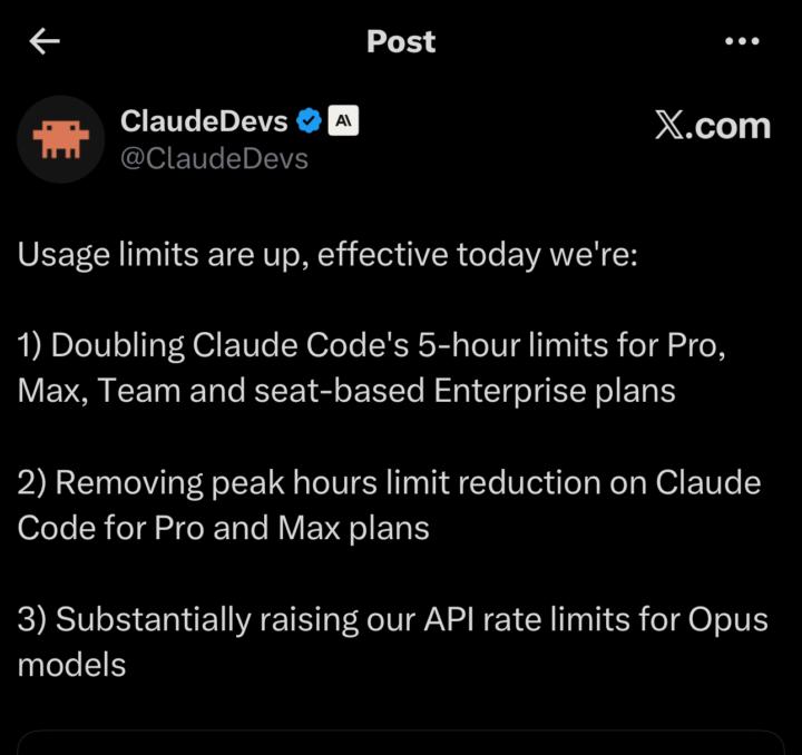 Claude is increasing limits 