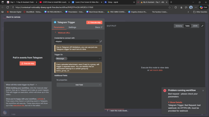 Problem running workflow