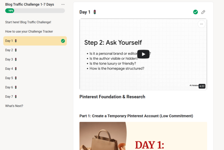 Blog Traffic Challenge Day 1 Check-In – Pinterest Setup & Luxury Research