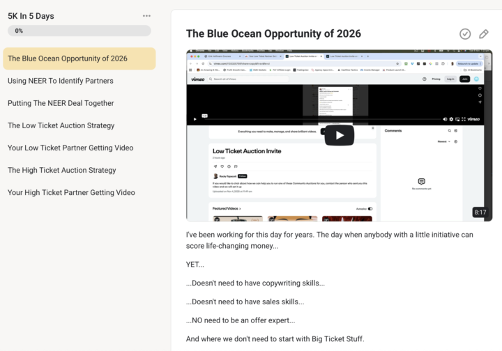New Lessons In $5k In 5 Days