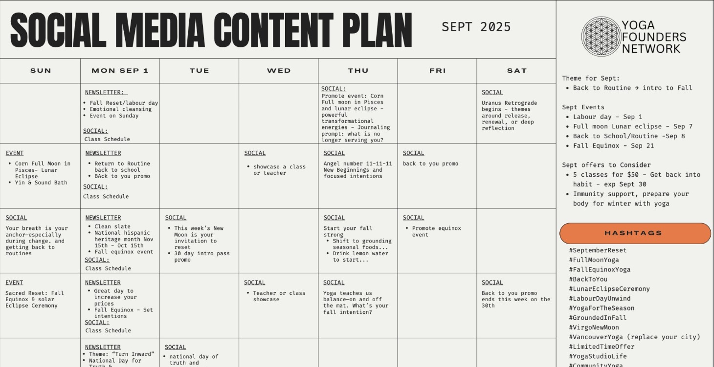 Full Yoga Marketing Plan - Sept 2025 -> Dec 2025