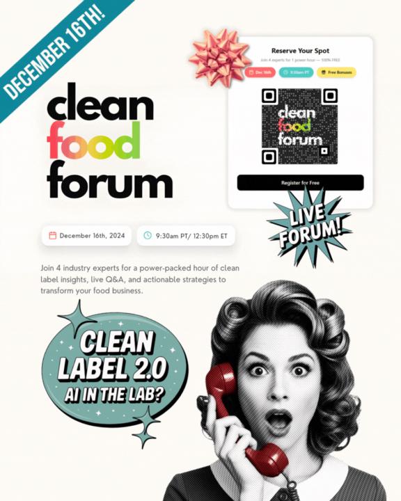 Clean Food Forum is back LIVE on Tuesday December 16th