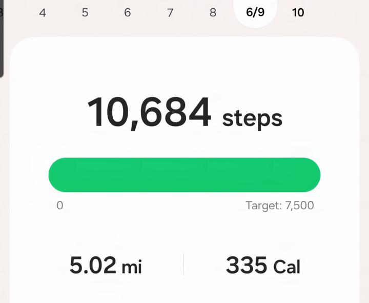 Yesterday's steps total