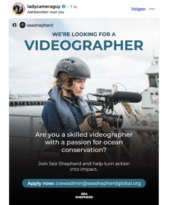 Seashepherd Looks for Videographer! 