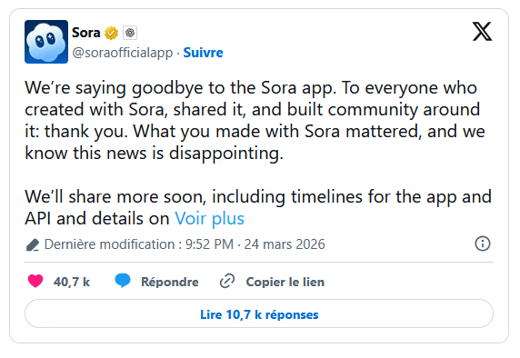 OpenAI ferme subitement Sora