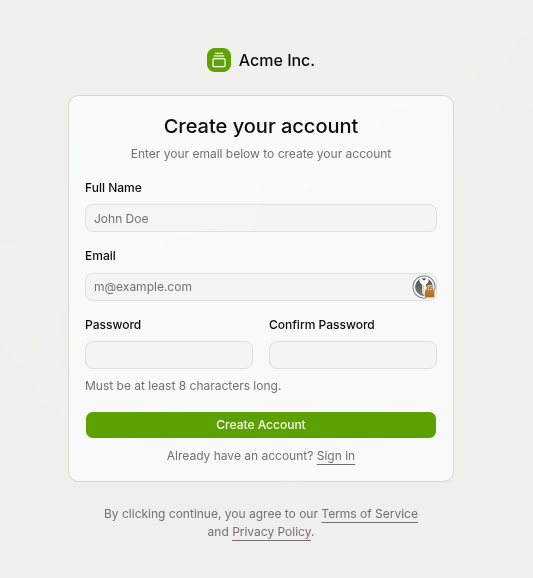 How to easily create a Sign Up form