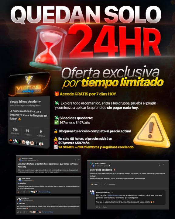 ⏳ ¡Últimas 24 horas para entrar a Viegas Academy con acceso gratis por 7 días!
