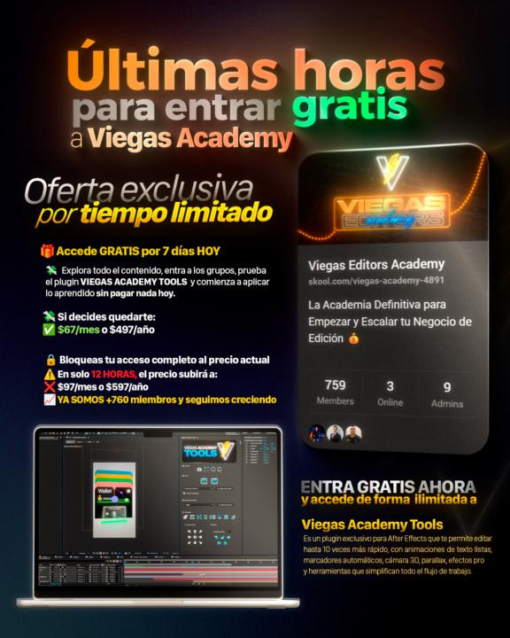 🚨 Últimas horas para entrar GRATIS a Viegas Academy