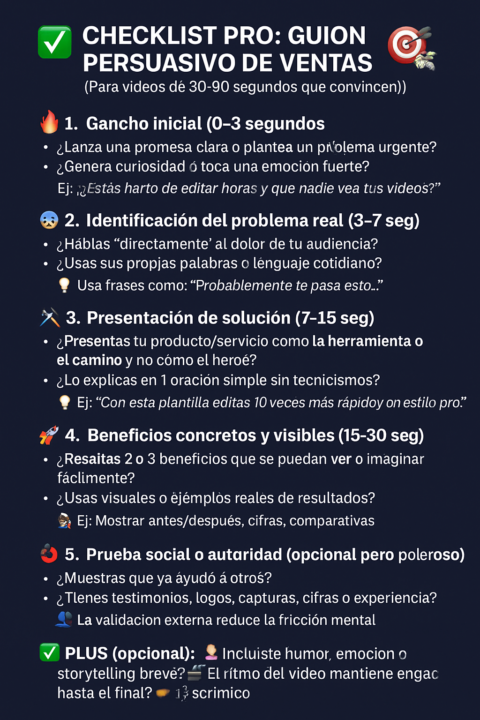 🎯 GUION DE VENTA QUE CONVIERTE (Check PRO incluido) 💰🎬