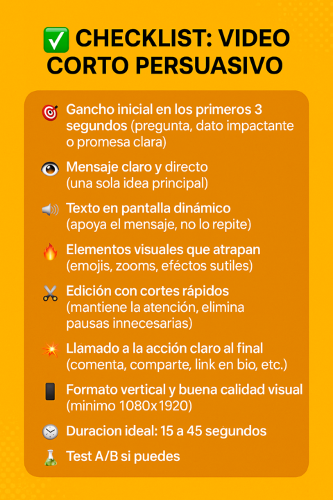 ✅ CHECKLIST: VIDEO CORTO PERSUASIVO 🎯