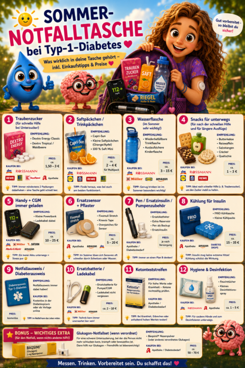 🎒 Typ-1-Diabetes im Sommer: Was darf niemals fehlen?