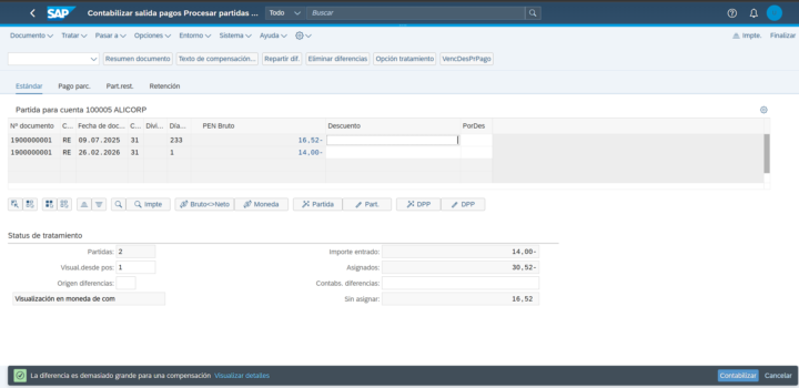 Error en SAP