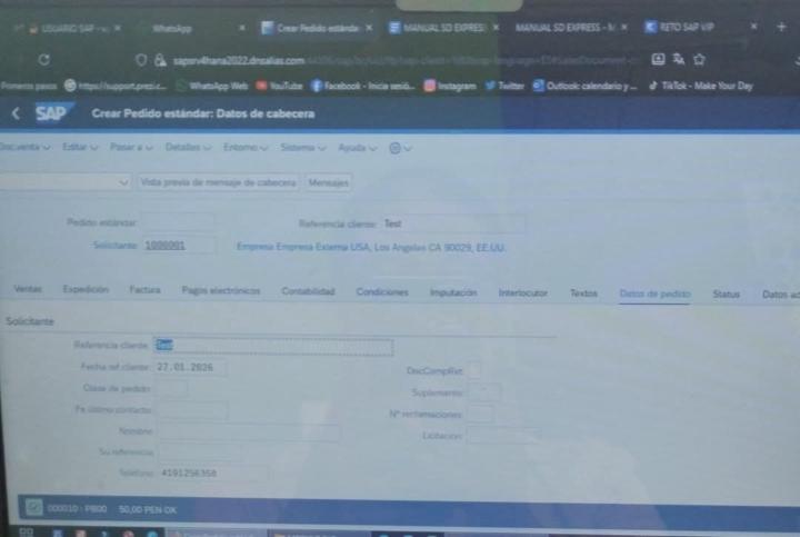 Ejercicio SAP Módulo SD