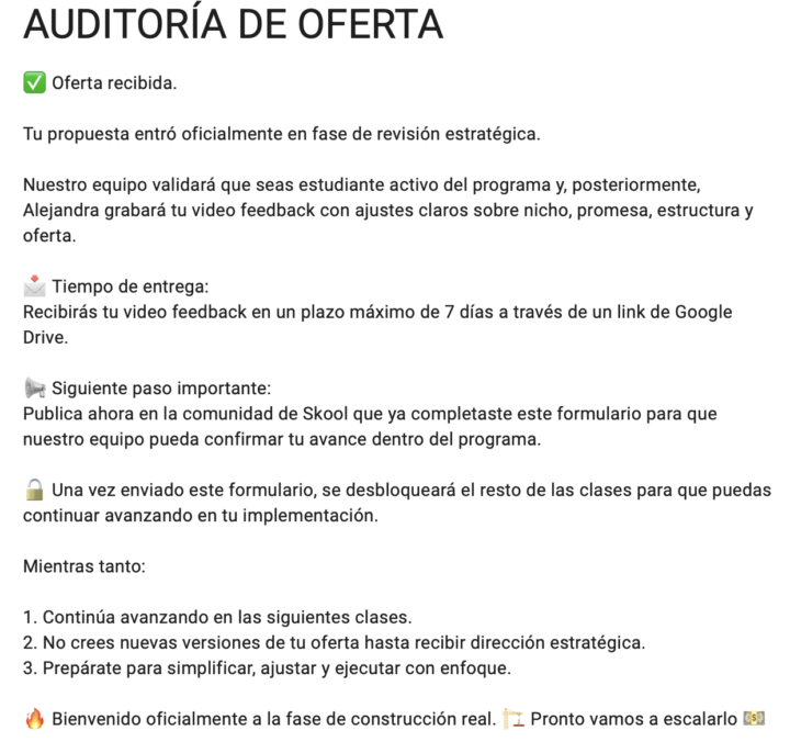 AUDITORÍA DE OFERTA ENVIADA