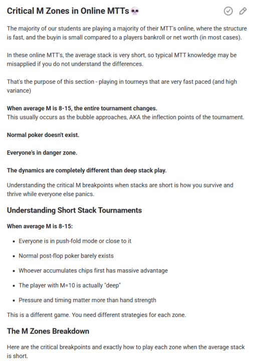 How to play inflection points in online MTT's